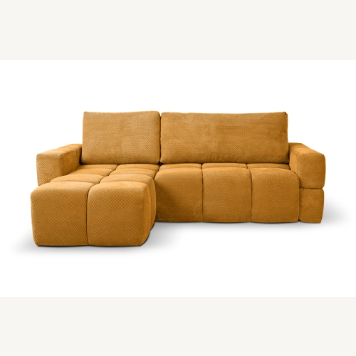 Fumo Komfortowa sofa narożna pikowana Tkanina Onega 19